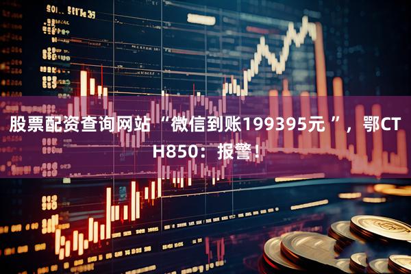 股票配资查询网站 “微信到账199395元 ”，鄂CTH850：报警！