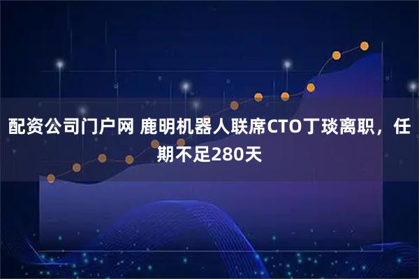 配资公司门户网 鹿明机器人联席CTO丁琰离职，任期不足280天